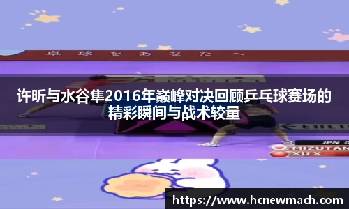许昕与水谷隼2016年巅峰对决回顾乒乓球赛场的精彩瞬间与战术较量